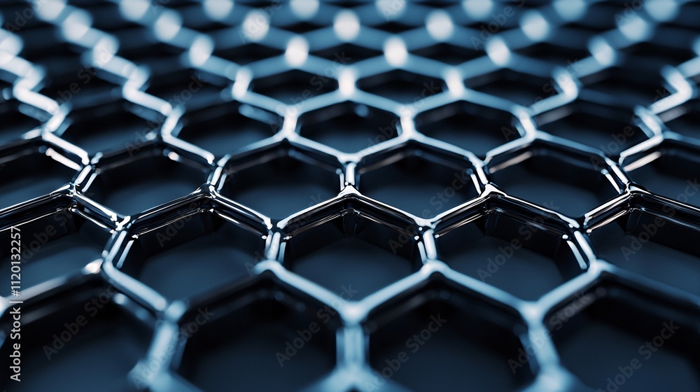 Poster hexagon honeycomb structure design with metal symmetry and cells for visual connectivity and efficie