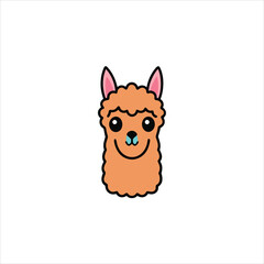 Charming Alpaca Cartoon Head Silhouette for Unique Designs