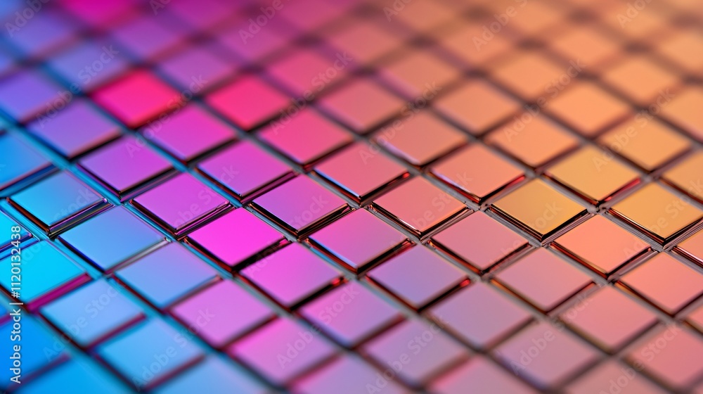 Aufkleber color vibrant pattern design with grid symmetry and harmony in geometry and vivid illumination.