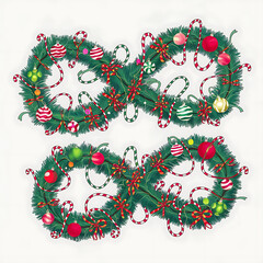 festive garland tangled inknottangled festive plot isolated on white background cutout png design asset funny conceptHandDrawn
