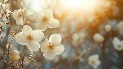 Fototapeta premium Soft Floral Pattern with Large White Space for Text