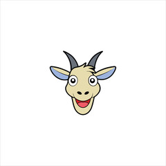 Cheerful Giggly Goat Head Cartoon Vector for Creative Projects