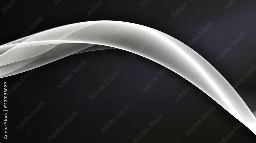 Poster elegant and calm smooth, flowing abstract design with translucent curves on dark background