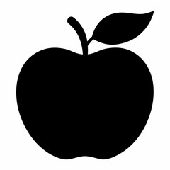 Apple silhouette black vector illustration and white background
