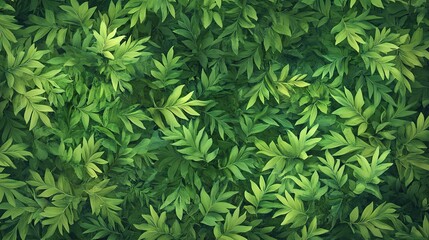 Lush Green Background of Leafy Ferns with Vibrant Textures