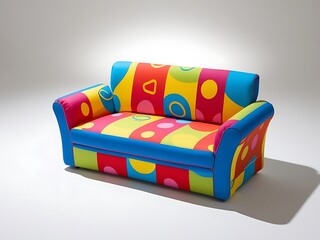 Colorful Childrens Sofa Featuring Geometric Patterns