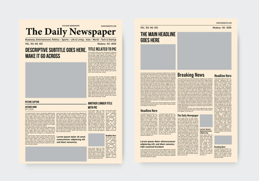 newspaper template old style. the daily newspaper vintage design template