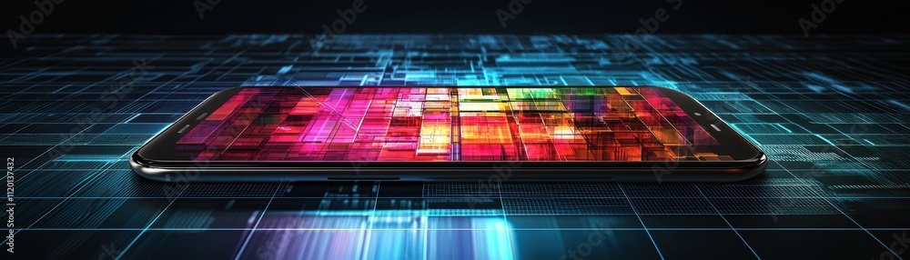 Poster mobile ai dashboard transforming data visualization in a futuristic digital environment