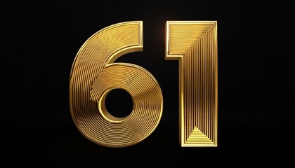 61 golden 3d render symbol, copy space. Generated image 