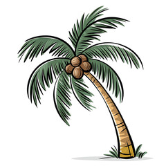 Obraz premium Isolated coconut tree isolated on white background isolated with white highlights isolated on white background cutout png design asset funny conceptSketch