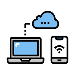 Laptop, Smartphone, and Cloud Storage Icon for Digital Solutions