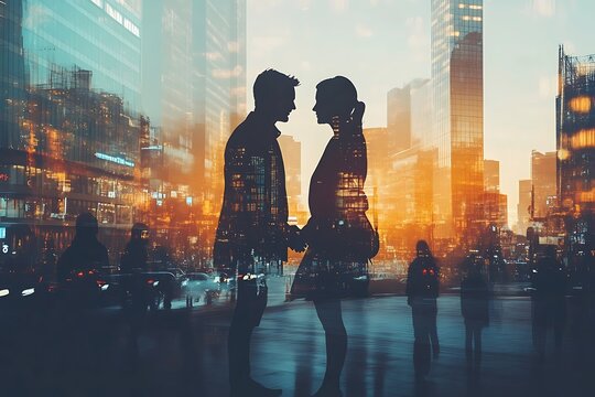 Double Exposure Couple City Growth Partnership