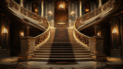 Obraz premium grand staircase in luxurious palace interior with ornate details