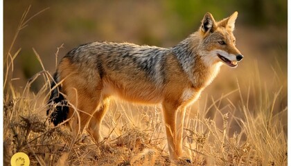Fototapeta premium a Golden Jackal standing in the wild.