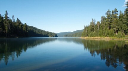 Serene Pine Lake Reflection