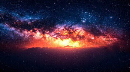 Fototapeta premium sky, space, star, cloud, sunset, night, clouds, nebula, galaxy, abstract, light, blue, sun, dark, universe, nature, astronomy, weather, cosmos, bright, stars, glowing, dusk, black, sunrise