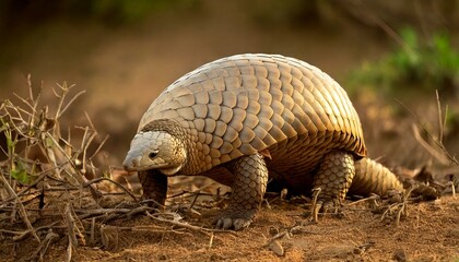 Fototapeta premium an Indian Pangolin standing in the wild.jp
