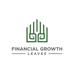 leaf financial growth logo design element vector template