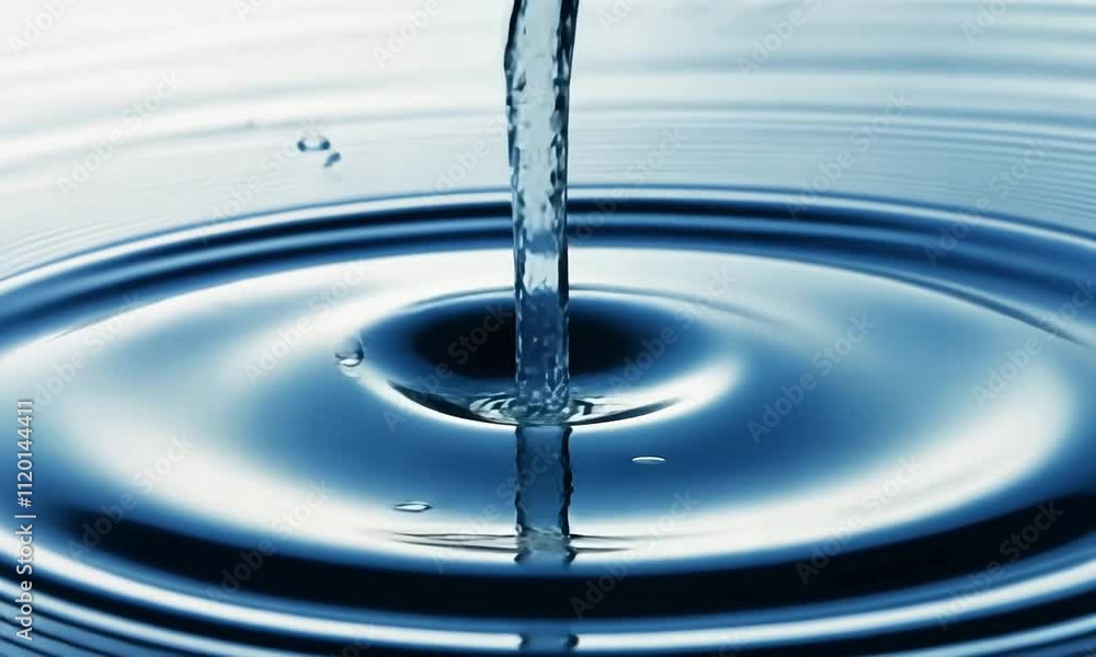 Aufkleber captivating water droplets create mesmerizing ripples in a tranquil blue setting at dawn. generative