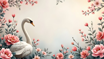 A floral background with swan