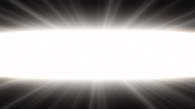 Doors Opening to Bright Light. Black Horizontal Silhouette Gates Shifting. Moving Out of the Dark into the Light. From Black Room to White Clear Sky Successful and Religious Concept 3d Animation 4k.