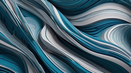 Dynamic 3D Abstract Wave Wallpaper in Blue and Teal Shades