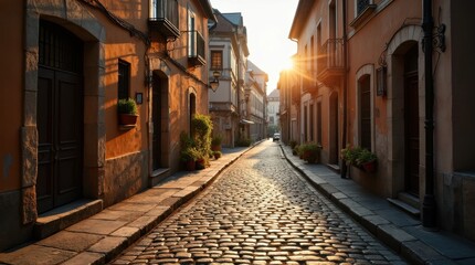 Dawn in a Historic European Village