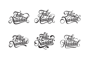 Collection Elegant Feliz Navidad Typography Designs.