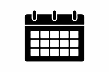Calendar icon vector silhouette black design white background