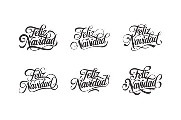 Obraz premium Collection of Feliz Navidad typography holiday design.