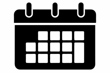 Calendar icon vector silhouette black design white background