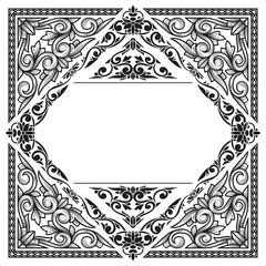 Decorative ornate black and white floral blank card