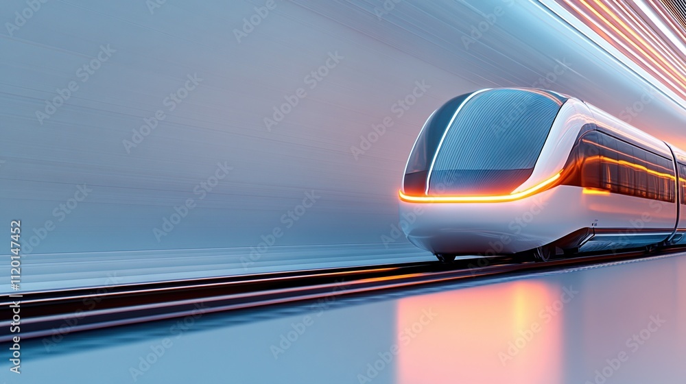 Aufkleber futuristic bullet train gliding through a high-tech environment with atmospheric lighting and sleek 