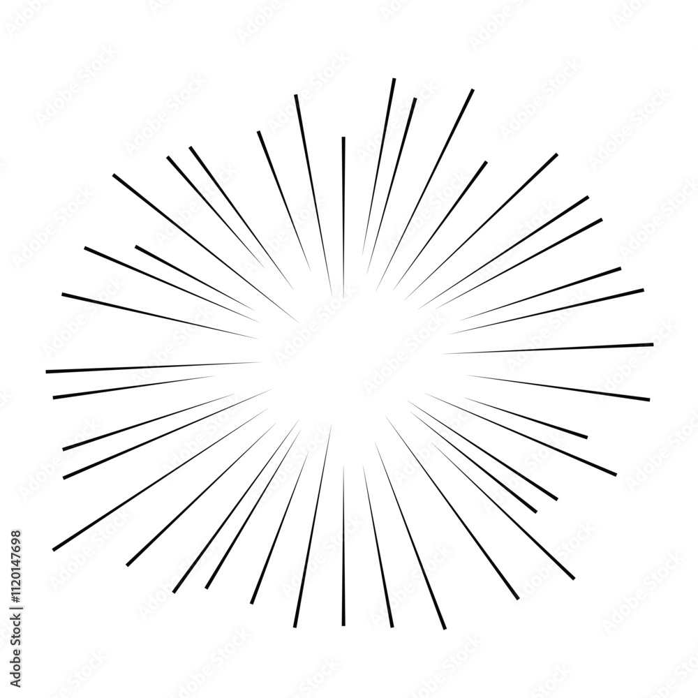 Poster Fast speed lines on white background. speed lines manga effect. comic motion element. flash ray blast and radial explosion. vector splash. energy power and superhero force