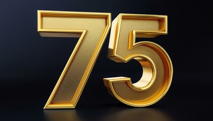 75 golden 3d render symbol, copy space. Generated image 