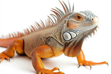 Obraz premium Close-up of a vibrant iguana showcasing its unique colors and features. isolated on white background.