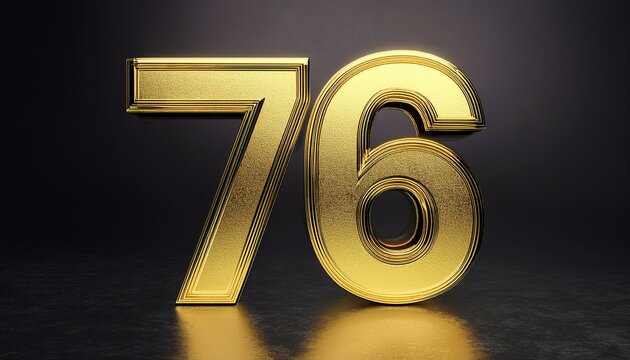 76 golden 3d render symbol, copy space. Generated image 