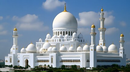Fototapeta premium A stunning photograph of the grand white and gold mosque