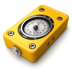 A yellow gauge with a dial, used for measuring voltage or electrical parameters.