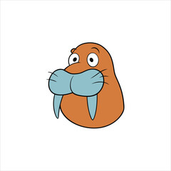 Wacky Walrus Head Cartoon Vector Illustration for Creative Designs