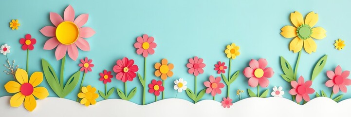 Naklejka premium Paper craft flowers in various colors and sizes, perfect for creating beautiful and delicate designs, crafts, decoration