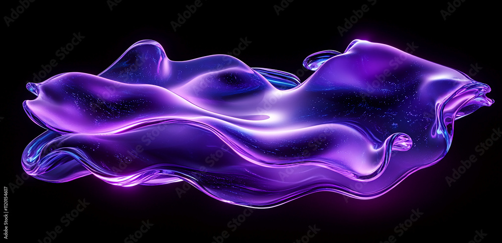 Poster ethereal purple liquid waves flowing gracefully against a dark backdrop, creating a mesmerizing visu