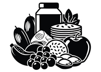 illustration of a jar of jam and fruits