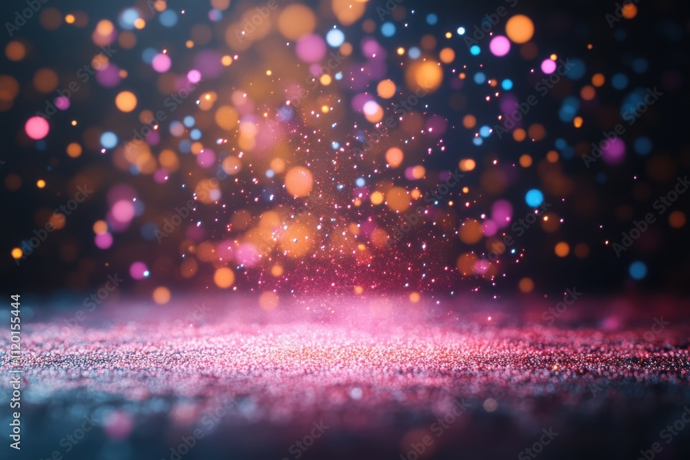 Poster a vibrant display of colorful bokeh lights creating a dreamy, abstract atmosphere.