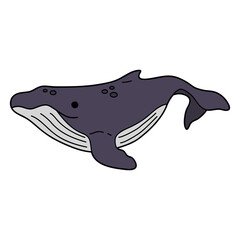 Vector illustration cute doodle whale print for digital stamp,greeting card,sticker,icon, design