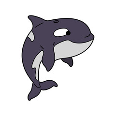 Vector illustration cute doodle orca  whale print for digital stamp,greeting card,sticker,icon, design