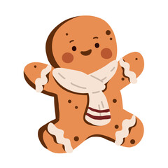 Vector illustration cartoon gingerbread man  for digital stamp,greeting card,sticker,icon,design