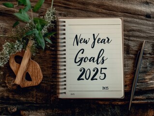 New Year Goals Flat-Lay with Notebook