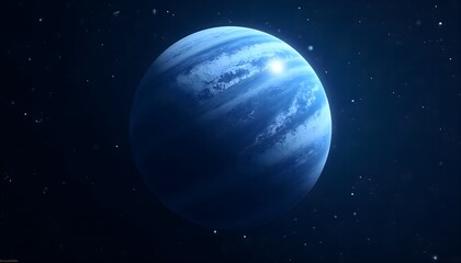 Mystical blue planet surrounded by stars in the vastness of space