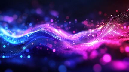 Fototapeta premium Vibrant Abstract Neon Light Waves in 3D Technology Background